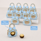 96 Pieces Blue Handbag-Shaped Candy Favor Boxes with Bow, 12 Pieces, 9.5 x 4.3 x 13.2 cm