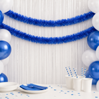 120 Pieces Blue Tinsel Decoration 7 cm x 12 m, 2 Pieces for Party Backdrops, Tables and Displays