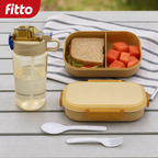 96 Pieces Assorted Colour Rectangular Plastic Lunch Box Set with 600 ml Bottle, Spoon and Fork