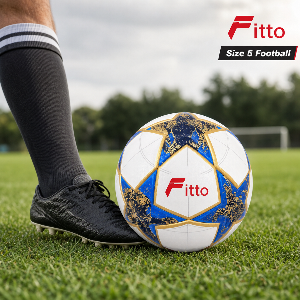60 Pieces Size 5 Football, Blue and Gold Design, Single Match Ball for Training and Recreational Play