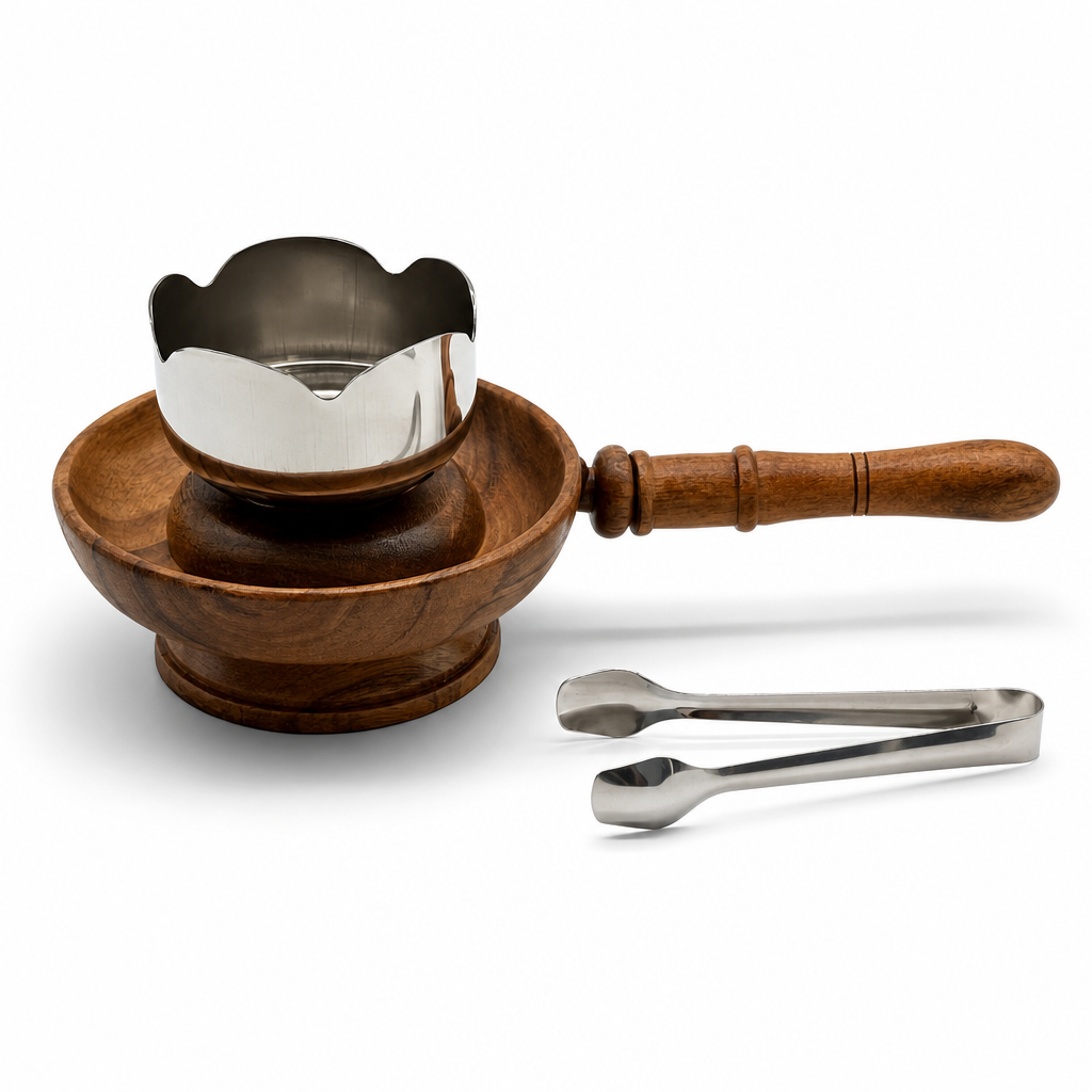 72 Pieces Wooden Incense Burner with Handle, Metal Cup and Tongs, 8 Inch