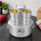 48 Pieces Aluminium Multi-Cavity Steamer Pot with 3 Raised Steaming Compartments