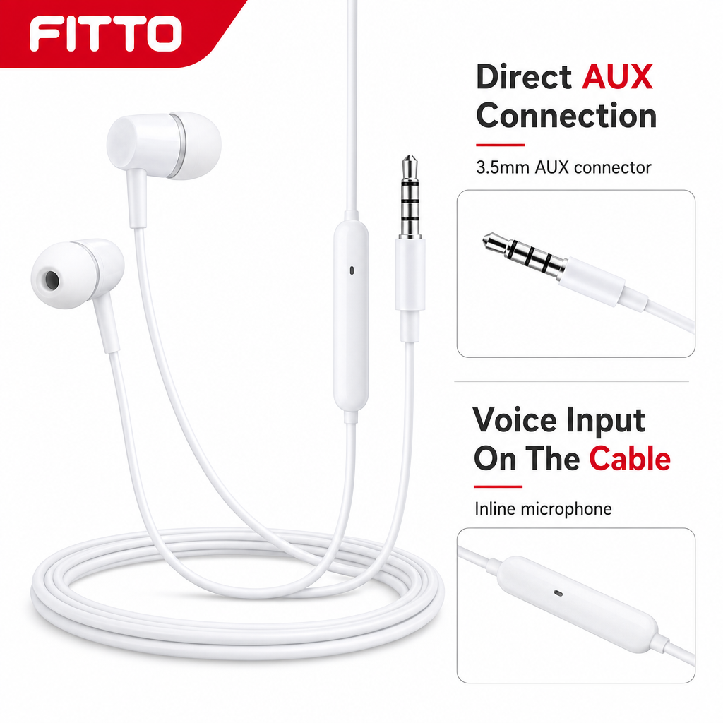 240 Pieces Wired Stereo Earphones with Inline Microphone and 3.5mm AUX Connector
