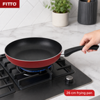 72 Pieces Aluminum Non-Stick Frying Pan, Red, 26 cm, with Black Handle