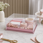 96 Pieces Acrylic Presentation Box, Pink And Clear Rectangular, 18 × 13.5 × 7.5 cm, 1 Piece