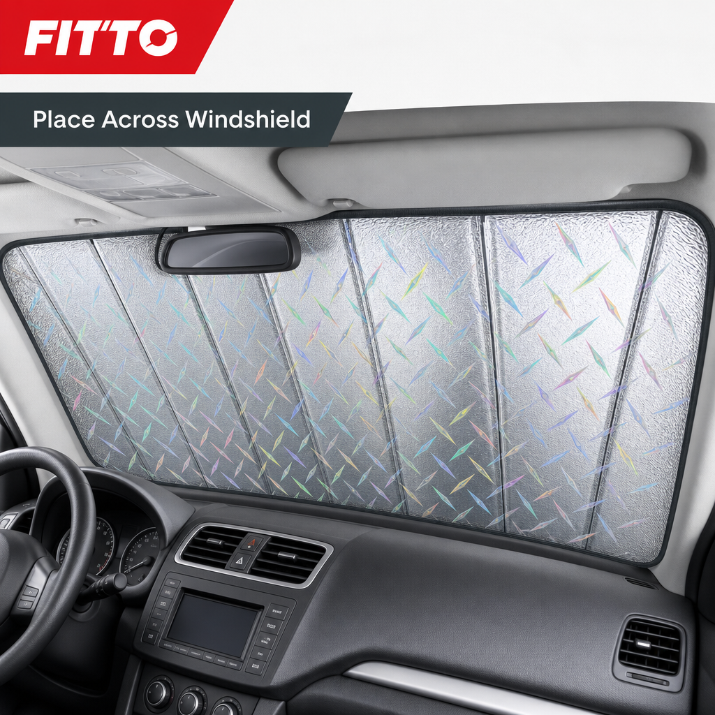 96 Pieces Metallic Foldable Reflective Windshield Sun Shade, Silver Geometric Design, 100 x 20 x 5 cm