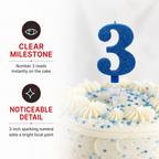 240 Pieces Assorted Colour Sparkling Number 3 Cake Candle, 3 in, 1 Piece