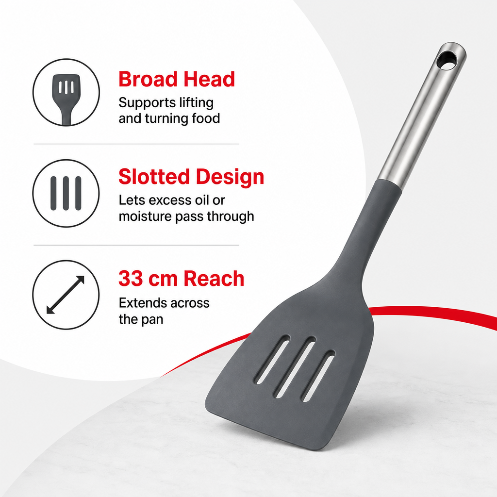 96 Pieces Nylon Slotted Turner, 33 cm Dark Gray Kitchen Spatula