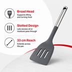96 Pieces Nylon Slotted Turner, 33 cm Dark Gray Kitchen Spatula