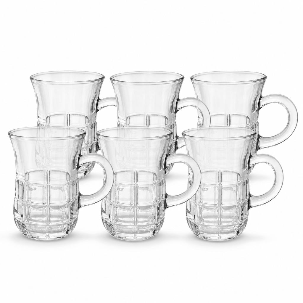 96 Pieces Glass Tea Cup Set, 110 ml, Clear, 6 Pieces