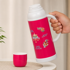 72 Pieces 2-Litre Insulated Vacuum Flask with Handle and Cup Lid, Assorted Floral Design, 1 Piece