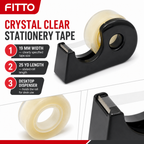 48 Pieces Crystal Clear Stationery Tapes with Desktop Dispenser, 19 mm x 25 yd, Single Roll
