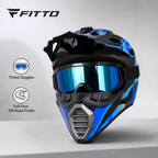 48 Pieces Full-Face Off-Road Motorcycle Helmets with Tinted Goggles, Blue and Black