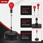 48 Pieces Adjustable Freestanding Punching Ball Stands with Steel Spring Pole, 140–160 cm, Red and Black