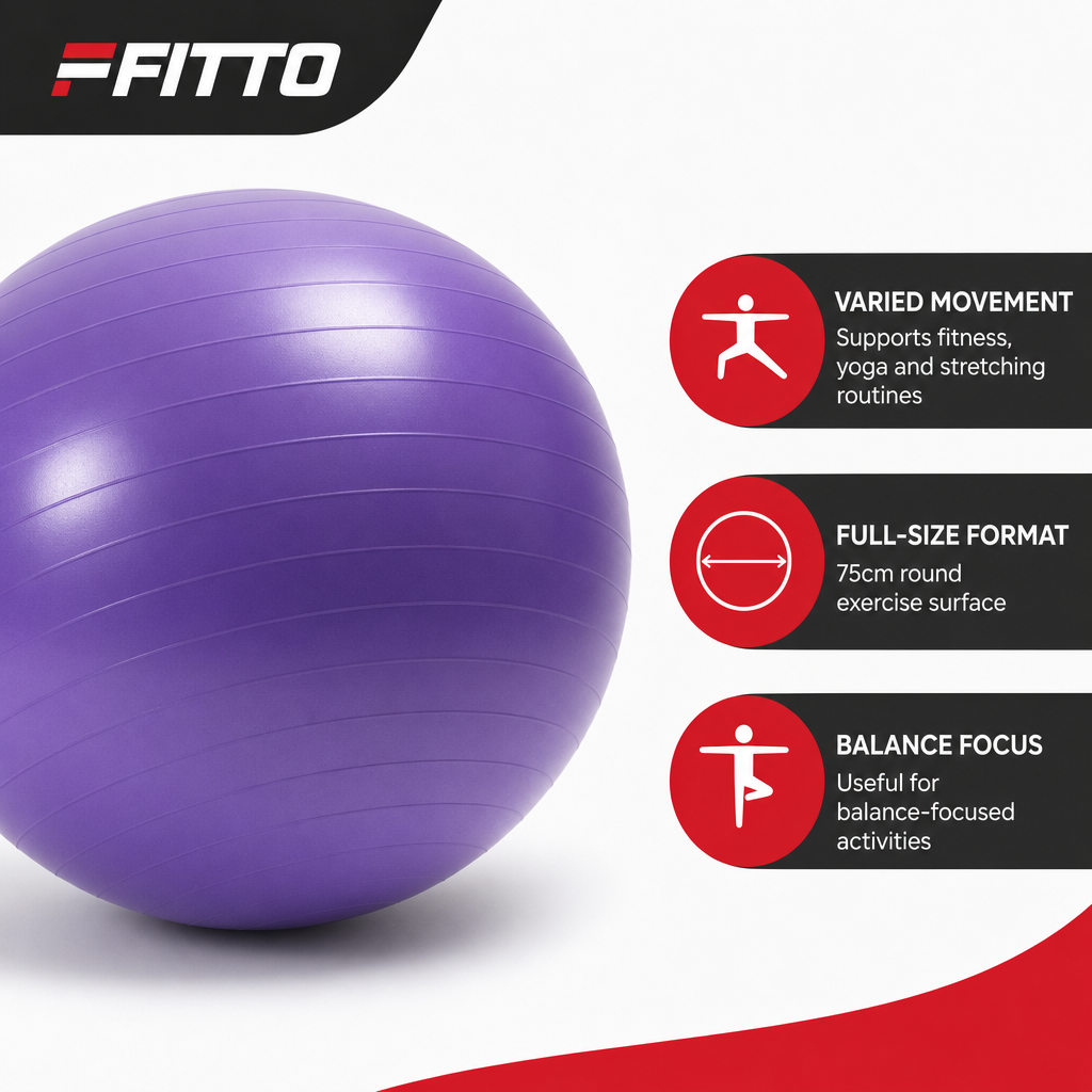 72 Pieces Exercise Ball for Fitness, Yoga and Core Workouts, Round Purple Stability Ball, 75cm