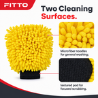 96 Pieces Car Wash Mitt, 2-in-1 Microfiber Cleaning Glove, Yellow, 25 x 18 x 7 cm