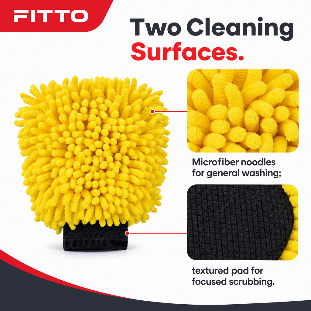 96 Pieces Car Wash Mitt, 2-in-1 Microfiber Cleaning Glove, Yellow, 25 x 18 x 7 cm