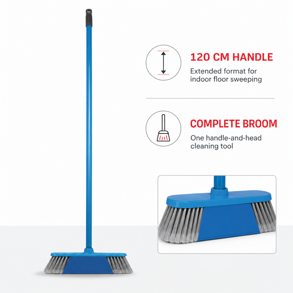 96 Pieces Indoor Broom with Iron Handle, Assorted Colour, 120 cm