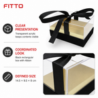 96 Pieces Acrylic Presentation Box, Black Rectangular Design With Ribbon, 14.5 × 9.5 × 8 cm, 1 Piece