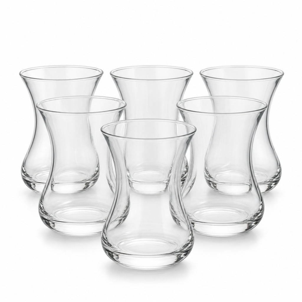 96 Pieces Clear Turkish Tea Glasses, 6-Piece Set for Tea and Beverage Serving