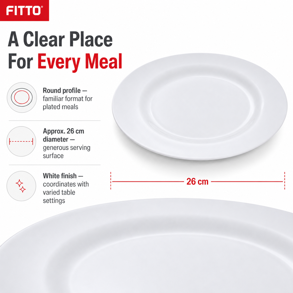 96 Pieces Dinner Plate, White, Round, 10 Inch