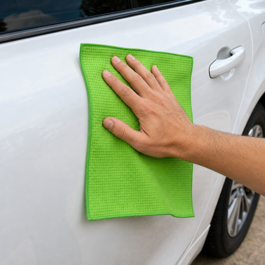 120 Pieces Waffle-Weave Microfiber Cleaning Cloth, 40 x 40 cm, Green