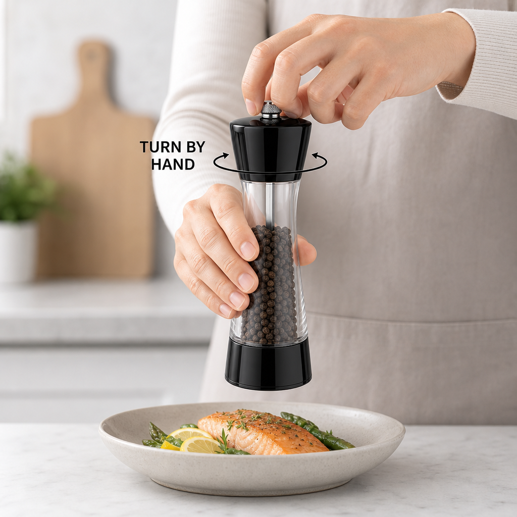 120 Pieces Manual Spice Grinder, Clear and Black, 1 Piece, 20 cm Kitchen Seasoning Mill