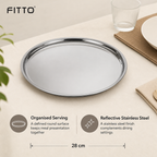 96 Pieces Stainless Steel Dinner Tray, Round Serving Trays, 28 cm