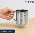 96 Pieces Stainless Steel Water Mug with Handle, Silver, 12 cm