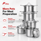 48 Pieces Stainless Steel Casserole Pot Set with Lids, Silver Small Size, 5-Piece Cookwares Set