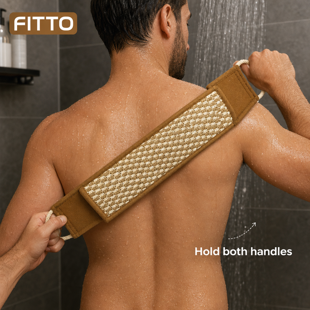 144 Pieces Brown Textured Long Bath Back Scrubber with Handles, 69 cm, 1 Piece