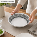 96 Pieces Melamine Salad Bowl, 10 Inch, Grey With Geometric Border