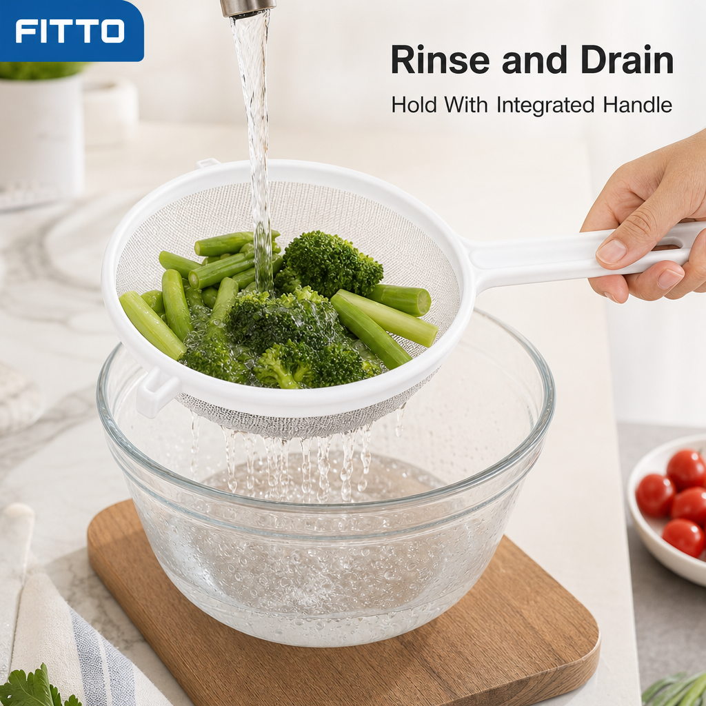72 Pieces Plastic Mesh Kitchen Strainers with Handle, White, 30 x 18 x 5 cm