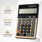 72 Pieces Electronic Calculators, 12-Digit Display with Tax Function and Dual Power, Black and Gold, 1 Piece