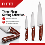 144 Pieces Stainless Steel Kitchen Knives Set, 3-Piece Food Preparation Cutting Set
