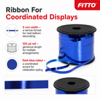144 Pieces Dark Blue Balloon Ribbon Roll, 5 mm x 100 yd, Party Decorations Ribbon for Balloon Displays