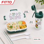 96 Pieces Assorted Colour Rectangular Plastic Lunch Box Set with 500 ml Bottle, Spoon and Fork