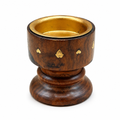 96 Pieces Wooden Incense Burner Cup with Metal Bowl, Brown and Gold-Tone Details, 4.3 Inch