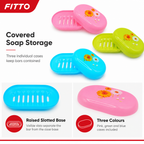 240 Pieces Soap Cases, Plastic Flower Design, 3 Pieces, Pink Green and Blue