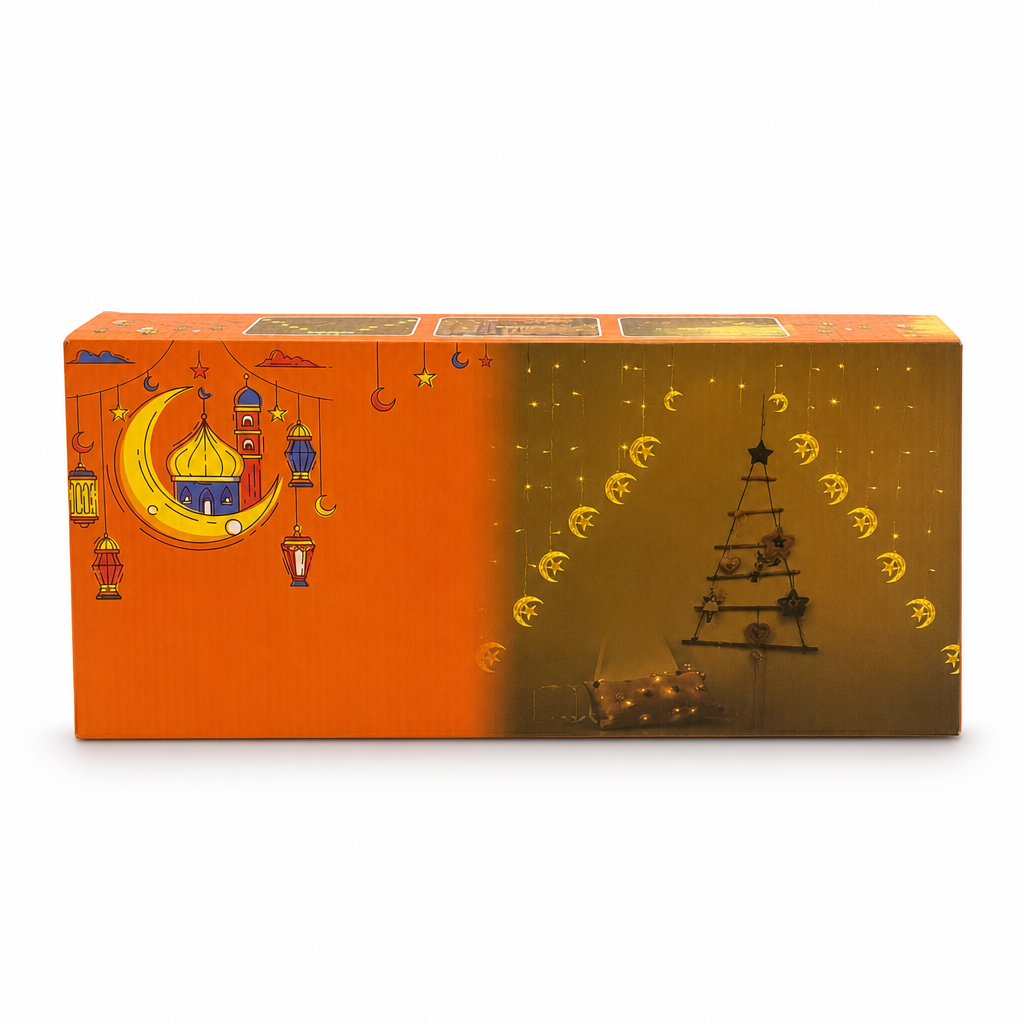 96 Pieces Ramadan Decorative Paper Box with Crescent and Mosque Design, Orange and Brown, 1 Piece, 30 x 25 x 8 cm