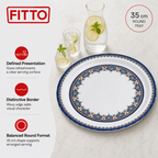 96 Pieces Melamine Round Serving Trays, Wavy Edge, 35 cm, Patterned Design
