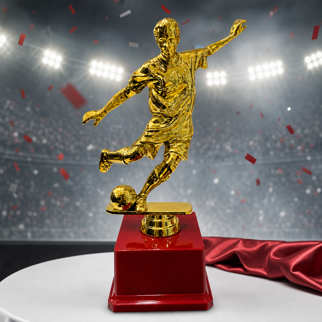 72 Pieces Football Player Trophy, 29 cm, Gold-Tone Sports Award with Red Base