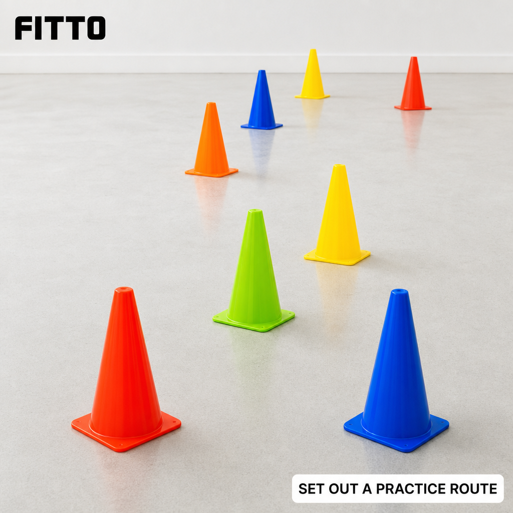 96 Pieces Plastic Training Cones, 32 cm, Multicolor, 10-Piece Pack for Sports Practice and Field Marking