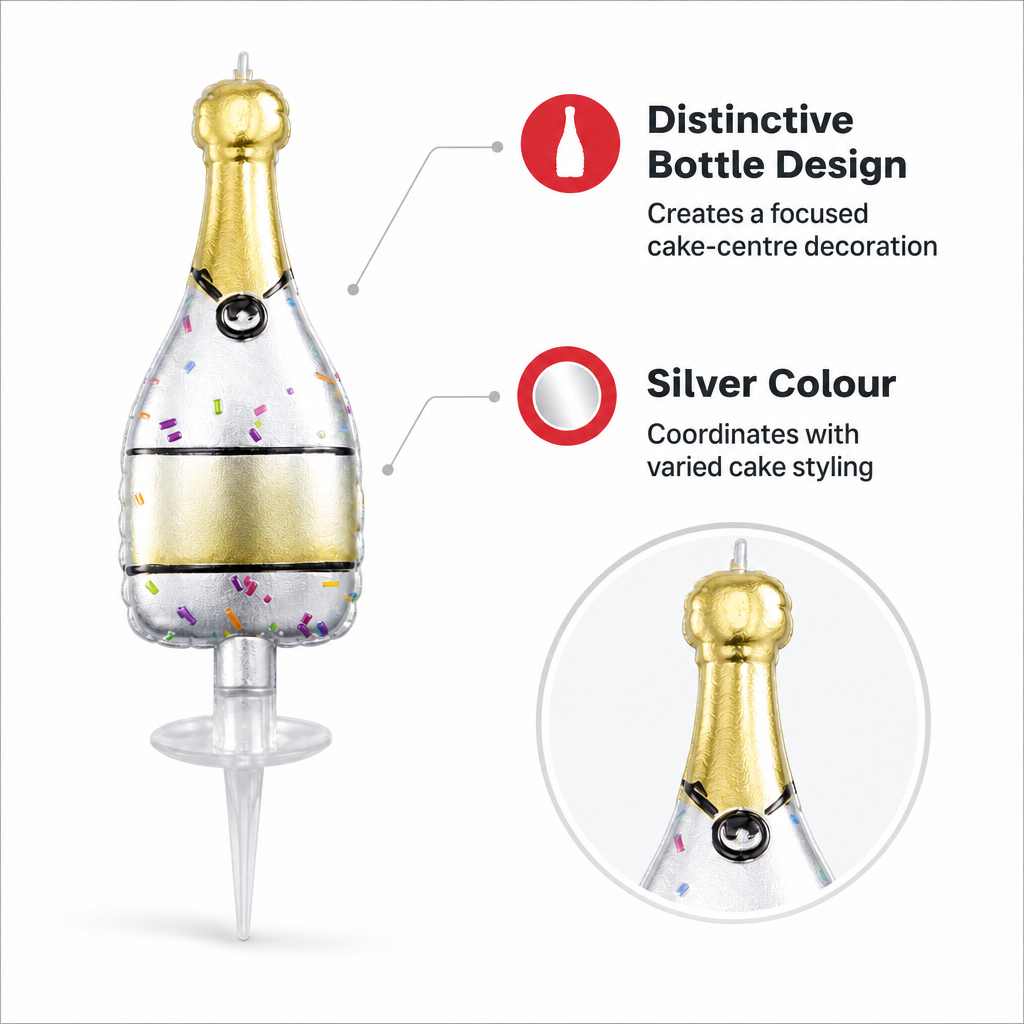 144 Pieces Silver Bottle Design Birthday Cake Topper Candle, 1 Piece