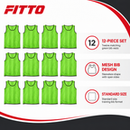 48 Pieces Mesh Sports Training Bib Vest, Standard Size, Green, 12-Piece Pack
