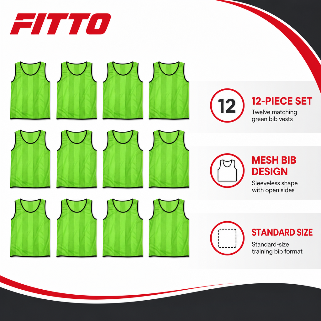 48 Pieces Mesh Sports Training Bib Vest, Standard Size, Green, 12-Piece Pack