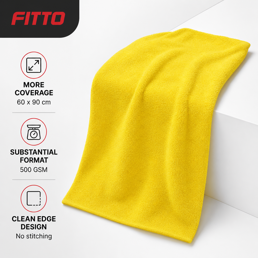 96 Pieces 500 GSM Microfiber Cleaning Cloth, No Stitching, 60 x 90 cm, Yellow