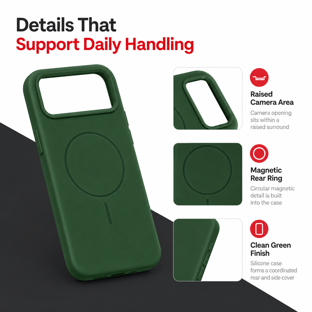 120 Pieces Silicone Magnetic Phone Cases with Raised Camera Protection, Green