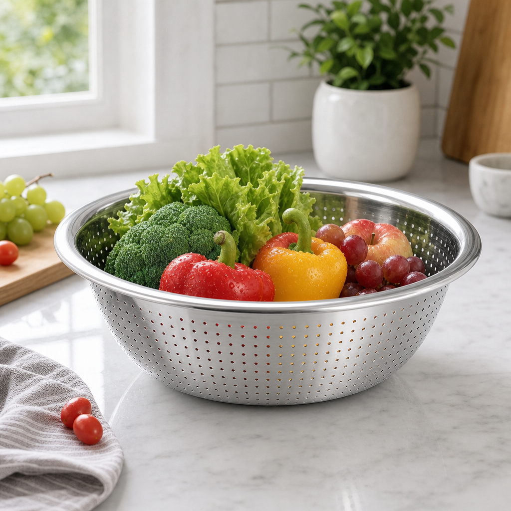 96 Pieces Silver Stainless Steel Colander Bowl 26 cm, 1 Piece