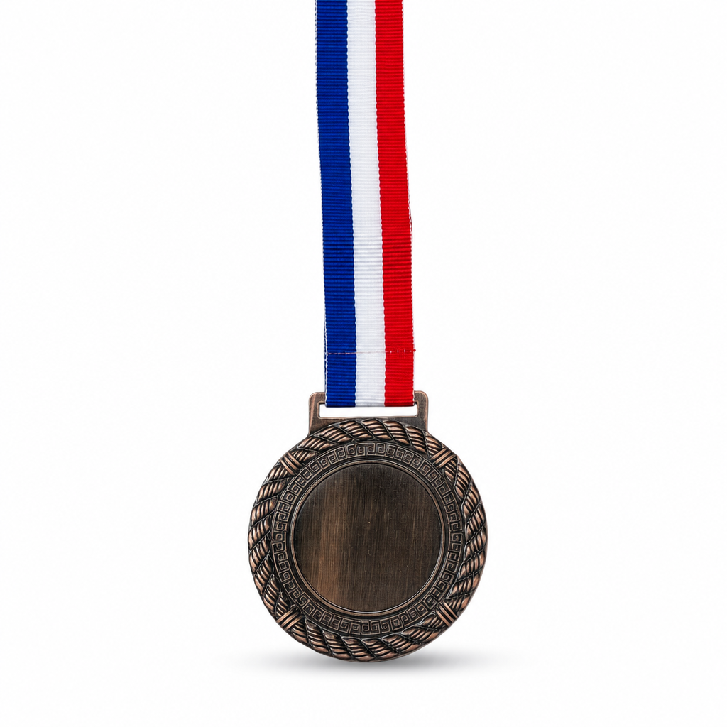 144 Pieces Plain Sports Medal with Red White and Blue Ribbon, Bronze